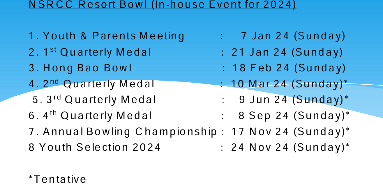 Bowling Calendar National Service Resort & Country Club